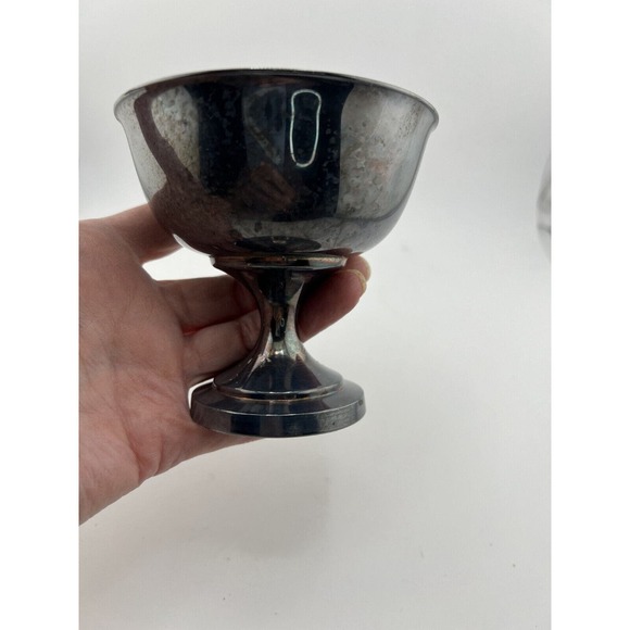 Vintage Wm. A. Rogers Tableware Antique Silver Plate Footed 3.5" Ice Cream‎ Dish - Picture 8 of 9